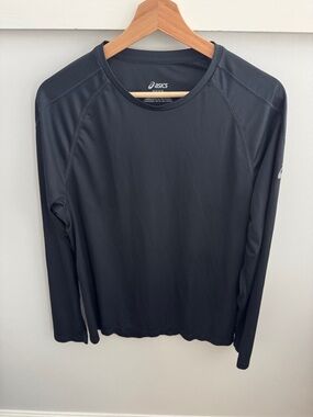 ASICS Long Sleeve Running Shirt Men’s Black Athletic Performance Top Size M